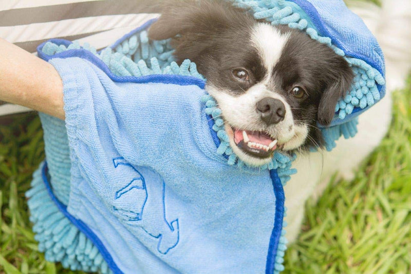 Tuff Pupper Large Dog Shammy Towel | Ultra Absorbent | Durable 35 x 15 Size for Dogs of All Breeds | Quick Drying Chenille Fabric | Designed for Indoor and Outdoor Use | Machine Washable X-Large (Pack of 1) Blue - BeesActive Australia