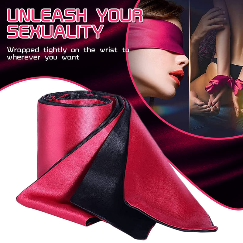 Blindfold,3 Pcs Blindfolds for Games,Eye mask for Sleeping Games Satin Silk Eye Covers Satin Sleep Mask(Black Red Rose Red) - BeesActive Australia