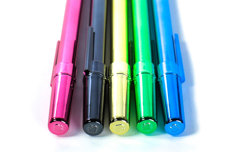 Kate Spade New York Black Ink Pen Set of 5, Colorful Stick Pens, Metallics - BeesActive Australia