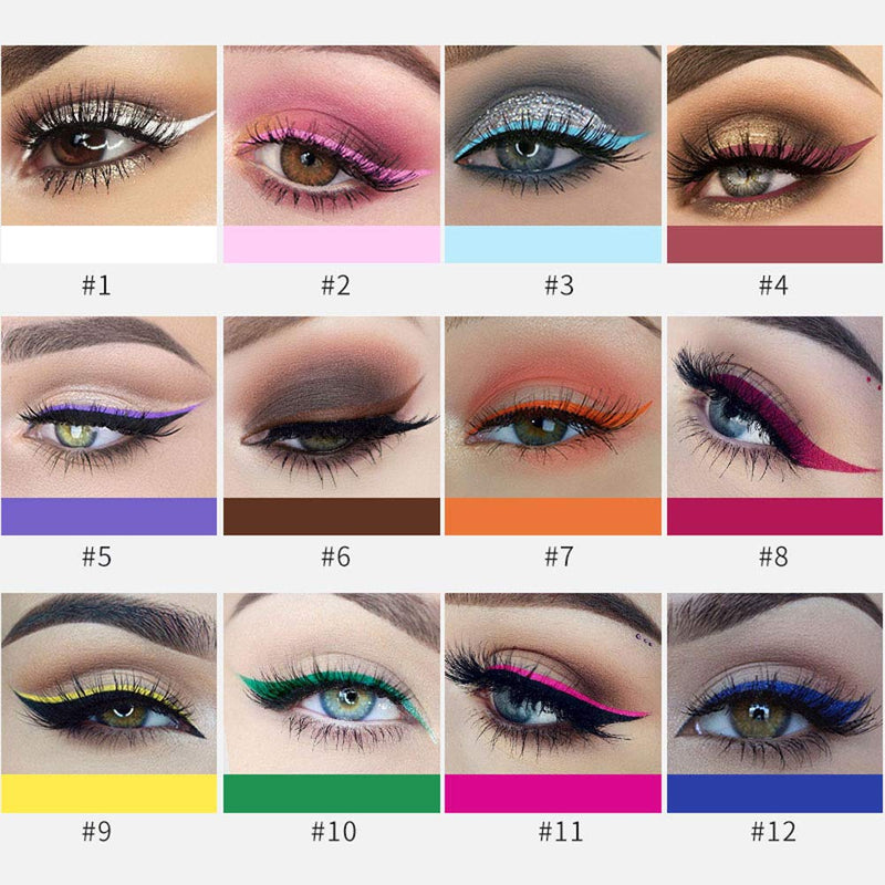 Matte Liquid Eyeliner, MKYUHP High Pigmented Glitter Colorful Lasting Waterproof Eye Liner Pen Set,12 Colors Eyeliner Easy to Wear 12Pcs Eyeliner Set - BeesActive Australia