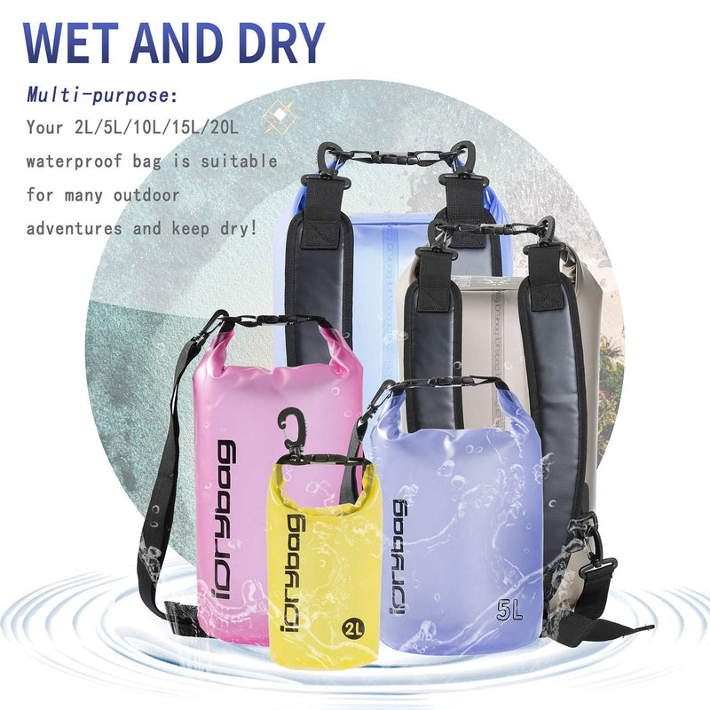 [AUSTRALIA] - IDRYBAG Clear Dry Bag Waterproof Floating 2L/5L/10L/15L/20L, Lightweight Dry Sack Water Sports, Marine Waterproof Bag Roll Top for Kayaking, Boating, Canoeing, Swimming, Hiking, Camping, Rafting Blue 10L 