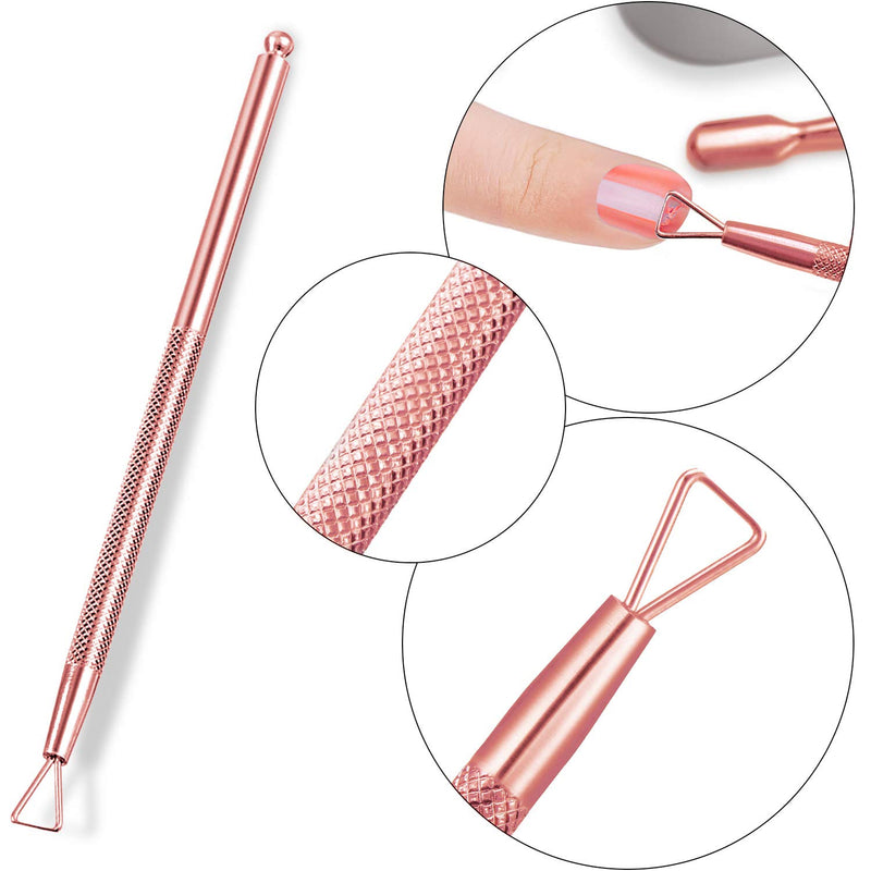 Frienda Cuticle Pusher Remover Kit, Stainless Steel Triangle Cuticle Peeler Scraper and Double Ended Cuticle Pusher Cutter Spoon Nail Cleaner Gel Nail Polish Nail Art Remover Tools (Rose Gold) Rose Gold - BeesActive Australia