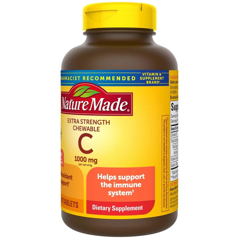 Nature Made Extra Strength Vitamin C Chewable 1000mg, for Immune Support, Antioxidant Support, Supports Iron Absorption and Collagen Synthesis for Skin Health, 90 Count - BeesActive Australia