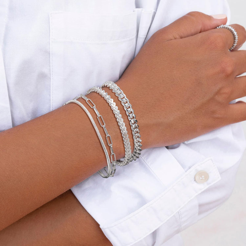 Poaiiu Silver/Gold Layered Chain Bracelets Sets for Men Women Sterling Silver Rope Figaro Cuban Link Chain Bracelets Set Men Jewelry Gifts for Dad Boyfriend Husband Snake Chain - BeesActive Australia