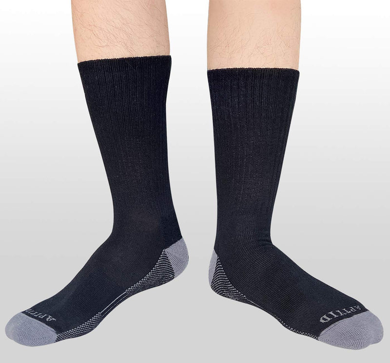 APTYID Men's Moisture Control Cushioned Crew Work Boot Socks (4-6 Pairs) 8-10 6 Pairs Black - BeesActive Australia