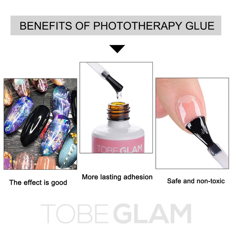 TOBEGLAM Nail Foil Glue Gel for Foil Art Stickers, Nail Art Adhesive Glue Nail Transfer Tips Manicure Art DIY 2 x 15ML for Nail Art Salon or Home Use, Curing Lamp Required Soak Off - BeesActive Australia