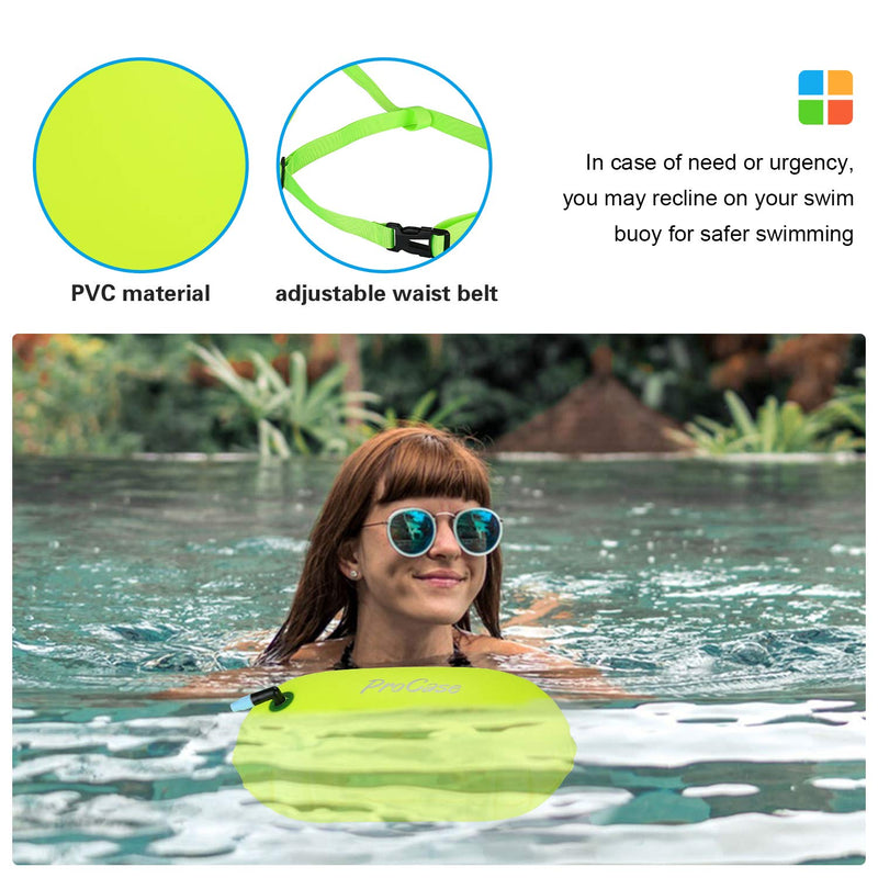 [AUSTRALIA] - ProCase Swim Buoy Float, Swimming Bubble Safety Float with Adjustable Waist Belt for Open Water Swimming, Safe Swim Training, Triathletes, Kayaking, Snorkeling Neon Yellow 