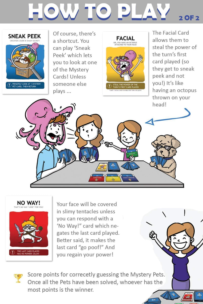 Shady Pets Card Game - Family-Friendly Party Games - Card Games for Adults, Teens & Kids *Shady Pets Game with Baby Throw Octopus - BeesActive Australia