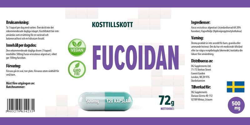 Fucoidan from Bladderwrack (Fucus vesiculosus) 500mg 120 Vegan Capsules, High Strength Supplement, Gluten and GMO Free - BeesActive Australia