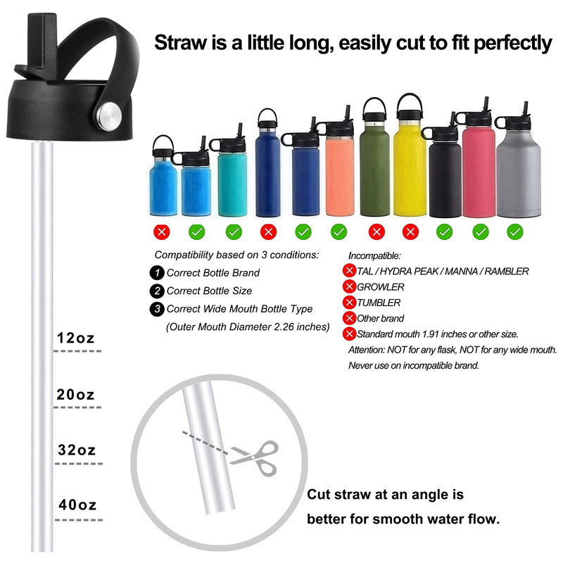 Straw Lid for Hydro Flask Wide Mouth, Flex Straw Lid for Hydroflask Wide Mouth 12 16 18 20 32 40 64 oz, Flexible Handle Replacement Lids for Hydroflask Straws Top Water Bottle Lid Accessories - BeesActive Australia