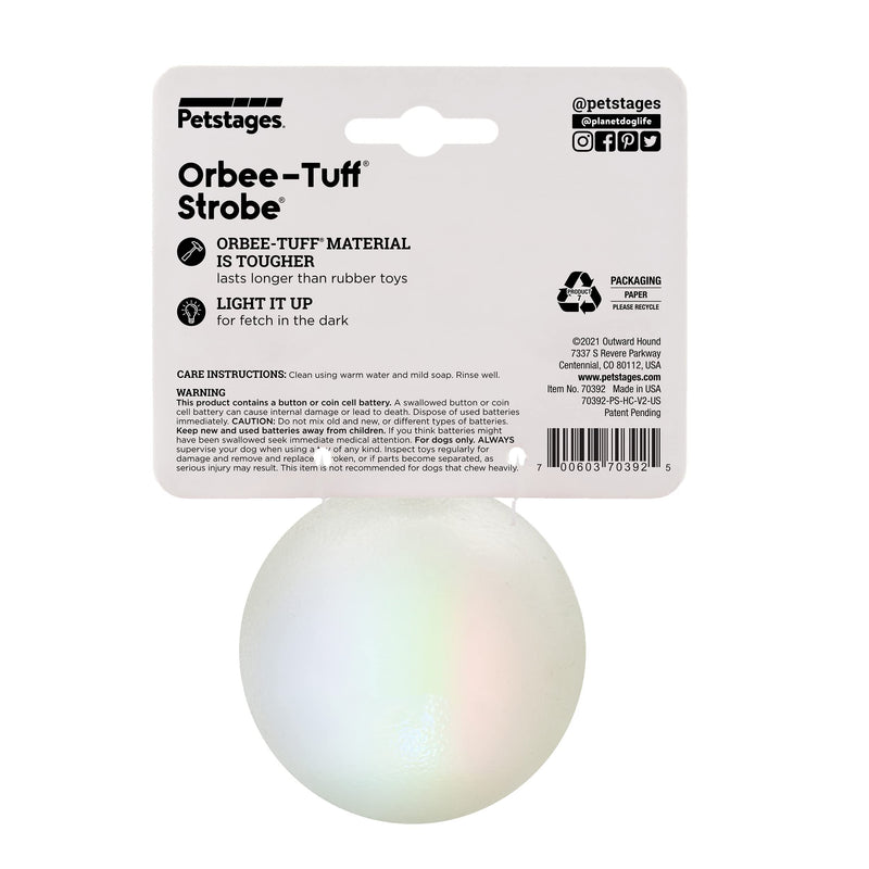 Planet Dog Orbee-Tuff Interactive Ball Dog Toys Strobe (LED Light-up Ball) One-Size Glow in The Dark - BeesActive Australia