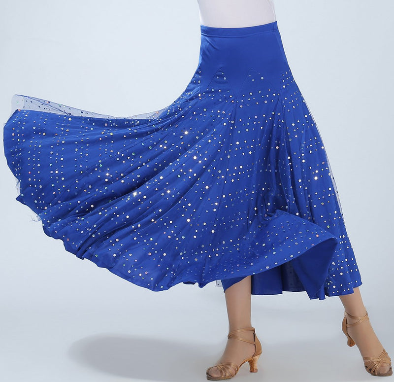 [AUSTRALIA] - Long Full Circle Foxtrot Flamenco Ballroom Smooth Standard Fancy Dancing Skirts One Size Blue 