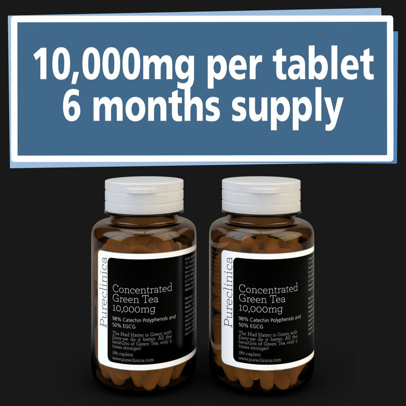 Pureclinica High Potency Green Tea 10,000mg 12 months supply.(2 bottles of 180 tablets) Lose weight, improve health, burn fat - BeesActive Australia