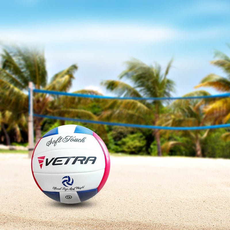 [AUSTRALIA] - VETRA Volleyball Soft Touch Volley Ball Official Size 5 Outdoor Indoor Beach Gym Game Ball New Blue/Red/White 