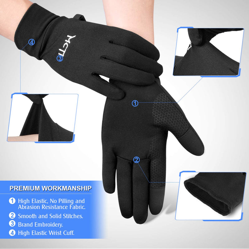 [AUSTRALIA] - MCTi Glove Liner Touch Screen Lightweight for Winter Running Texting Black Large 