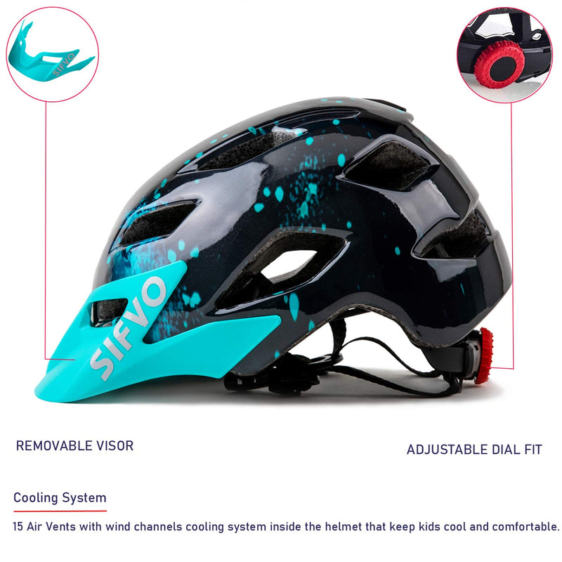 SIFVO Kids Bike Helmet, Youth Roller Skate Helmet,Bicycle Helmets Sports Helmets for Boys and Girls Aged 5-14 50-57cm Dark Blue - BeesActive Australia