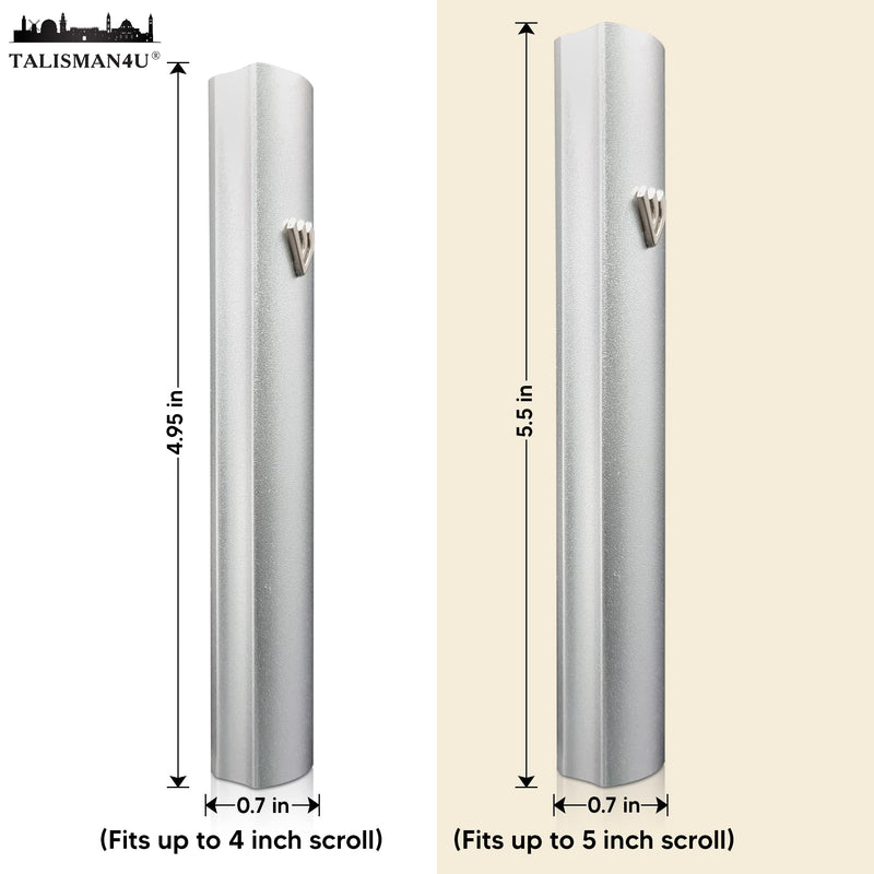 TALISMAN4U Silver Aluminum Mezuzah with Scroll 3D Metal Shin Classic Mezuzah Case for Door Israel Judaica Gift (12 cm / 5 inch) 12 cm / 5 inch - BeesActive Australia