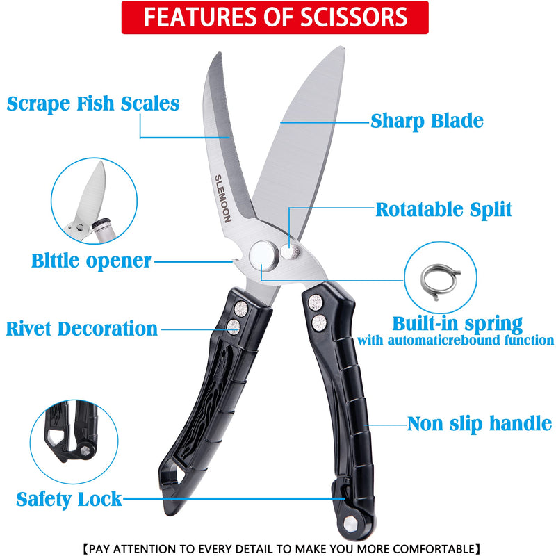 SLEMOON Kitchen Shears Heavy Duty Poultry Shears Meat Cutting Dishwasher Safe and Stainless Food Kitchen Scissors for Chicken Turkey Thanksgiving,Black2 Z-black - BeesActive Australia