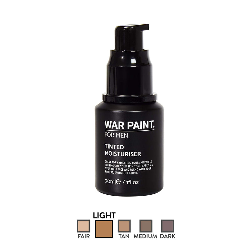 War Paint Men's Tinted Moisturiser - (Shade Light) - 5 Shades available - Makeup Crafted For Men - Cruelty Free Vegan Products - Perfect Tone - Made in The UK - BeesActive Australia