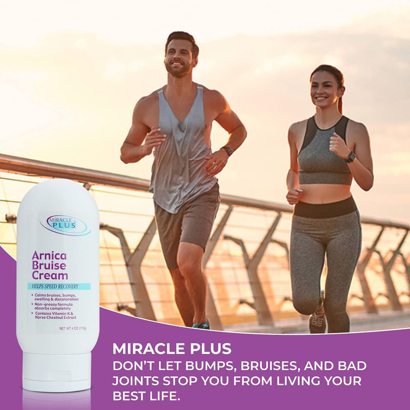 Miracle Plus Bruise Relief Arnica Cream Topical Lotion For Bruising, Swelling, Bumps, & Discoloration On Skin, Extra Strength Bruise Cream Skin Care Moisturizer W/Vitamin K & Horse Chestnut, 4 Ounce 4 Ounce (Pack of 1) - BeesActive Australia