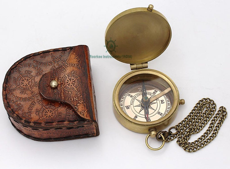 Solid Brass Directional Magnetic Compass Antique Nautical Vintage Quote Engraved, Baptism Gifts #1 "Be Strong and Courageous" - BeesActive Australia