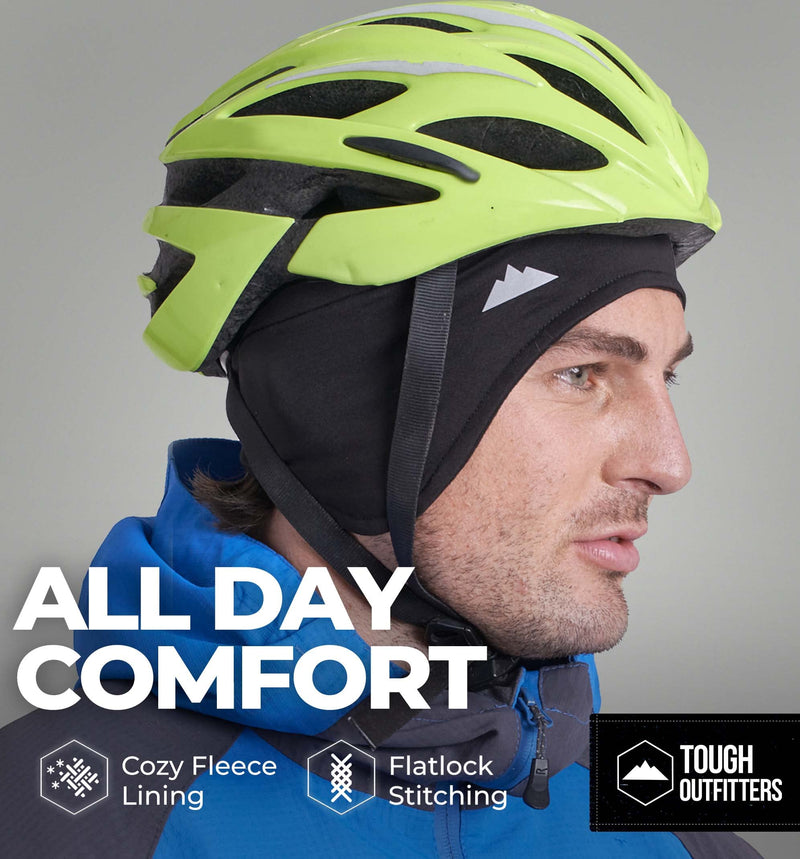 Helmet Liner Skull Cap Beanie - Ultimate Thermal Retention and Performance Moisture Wicking. Perfect for Running, Cycling, Skiing & Winter Sports. Fits Under Helmets (HL with Ear Covers) Black - BeesActive Australia