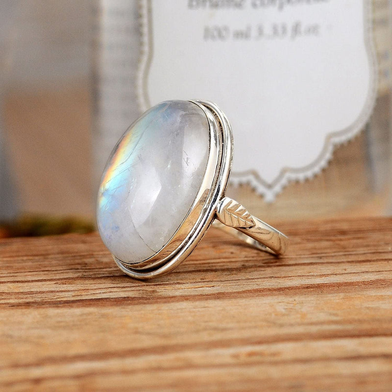 Boho-Magic Sterling Silver Moonstone Ring for Women Oval Gemstone Boho jewelry 7 - BeesActive Australia
