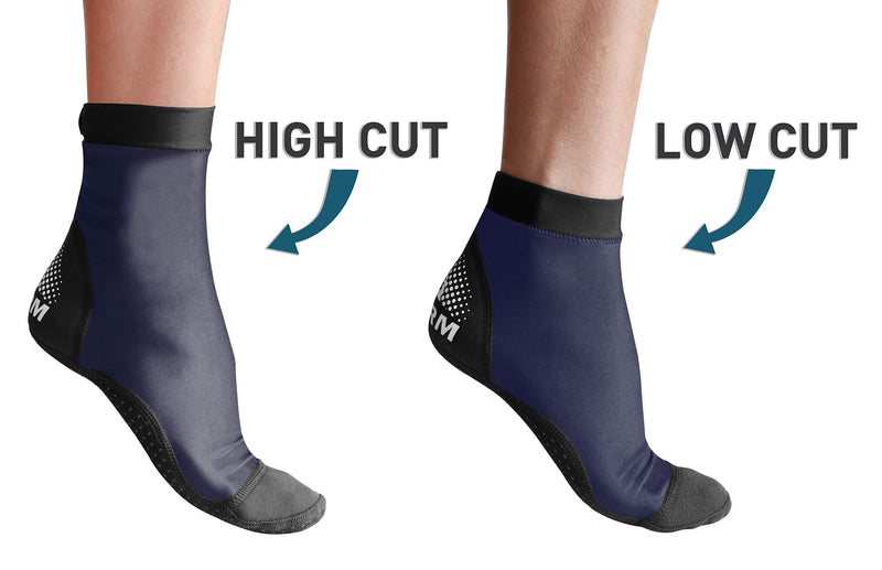[AUSTRALIA] - BPS ‘Storm’ Ultra Stretch Lycra Fin Socks for Water Sports & Beach Activities 08 - Navy Blue Low Cut - S 