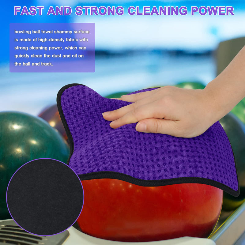 AngleKai Microfiber Bowling Ball Towels 3 Pack, 10" x 8" Bowling Towel Shammy Pad with Easy-Grip Dots Purple Bowling Cleaner Towel Non-Slip Microfiber Bowling Pad Bowling Accessories - BeesActive Australia