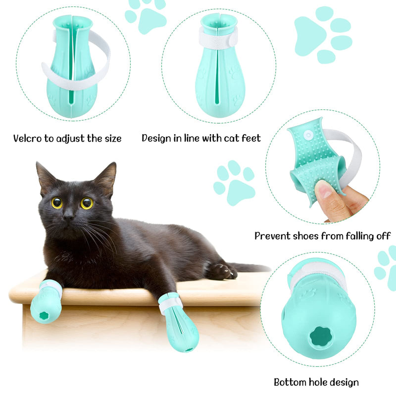 Cat Muzzle for Grooming Cat Adjustable Hood with Cat Paw Covers, Kitten Breathable Anti Bite Muzzles Anti Scratch Boots Silicone Cat Shoes Boots Cat Paw Protector for Cats Bathing Shaving Medium - BeesActive Australia
