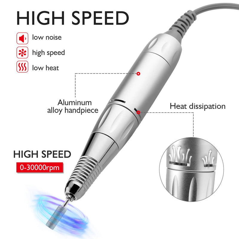 AZ GOGO Handpiece for TP283 Nail Drill Machine Part, 30000 rpm Portable Electric Nail Drill Machine for Acrylic Nails (Need Portable Charger) - BeesActive Australia