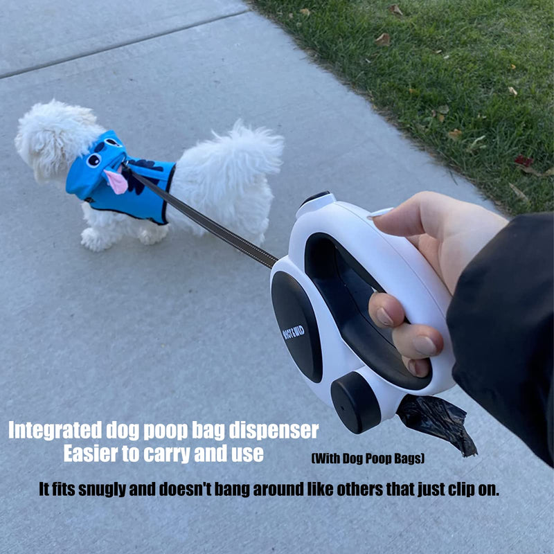 HCY&WLD Upgrade 4-in-1 Retractable Dog Leash with Light and Dispenser and Poop Bags, 16ft Heavy Duty Dog Leash with Anti-Slip Handle for Dogs, 360° Tangle-Free, One Button Brake & Lock Medium - BeesActive Australia