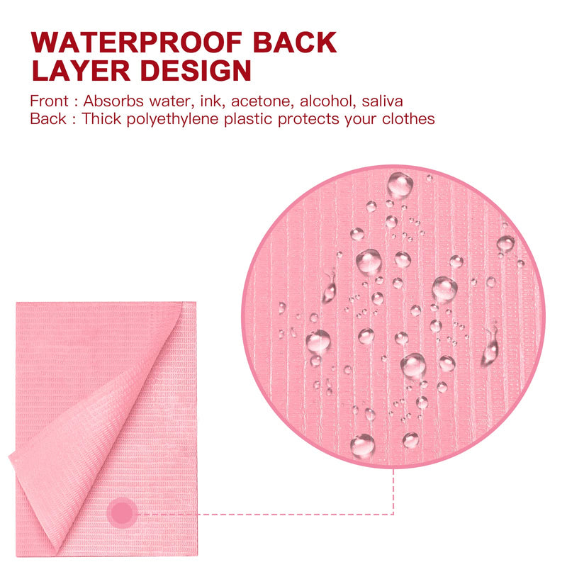 Healifty 110-120pcs Dental Bibs Disposable Waterproof Patient Bibs Dental Scarf Towel for Dentist Clinic Use (Pink) - BeesActive Australia