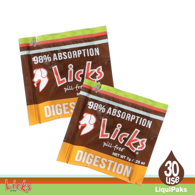Licks Pill Free Dog Digestion - Dog Gut Health and Gas Relief - Bloating Relief and Digestion Supplement for Dogs - Dog Health Supplies - Gel Packets 30 Use - BeesActive Australia
