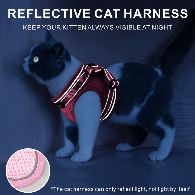 Otunrues Cat Harness and Leash Set for Walking Escape Proof, Easy-to-WEAR Adjustable Cat Harness with Reflective Strap - Comfort Fit for Pet Kitten Cat Large Pink - BeesActive Australia