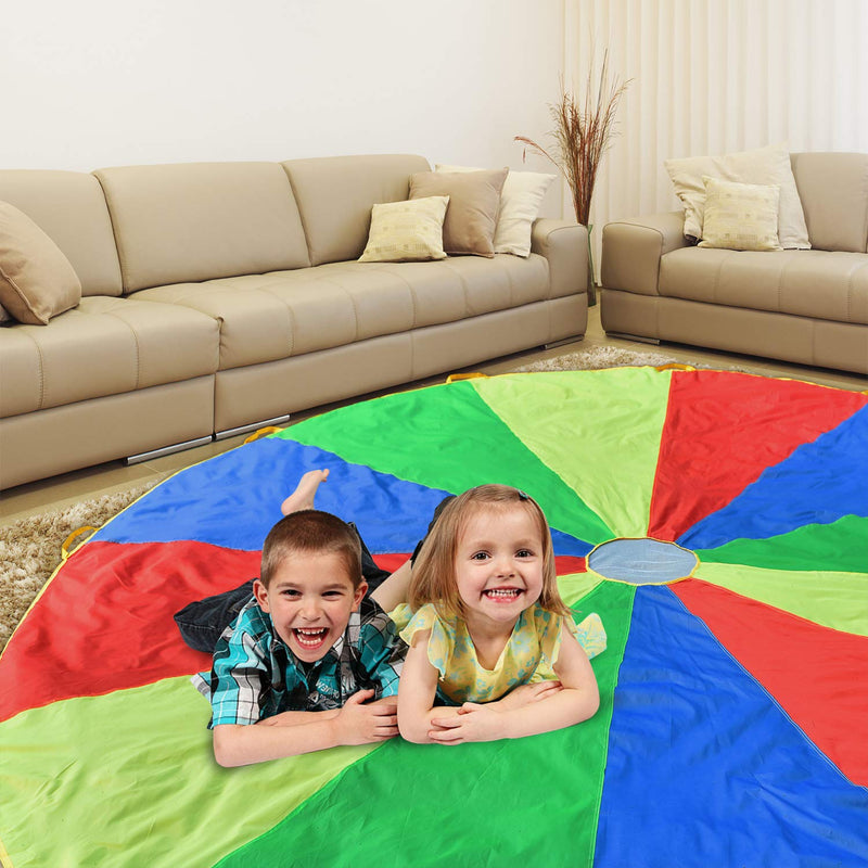 Rettebovon Parachute for Kids with 12 Handles Multi-Purpose Waterproof 12ft Play Parachute Toy Games for Team Games,You Can Also Use it for Picnic Mat and Furniture Cover - BeesActive Australia