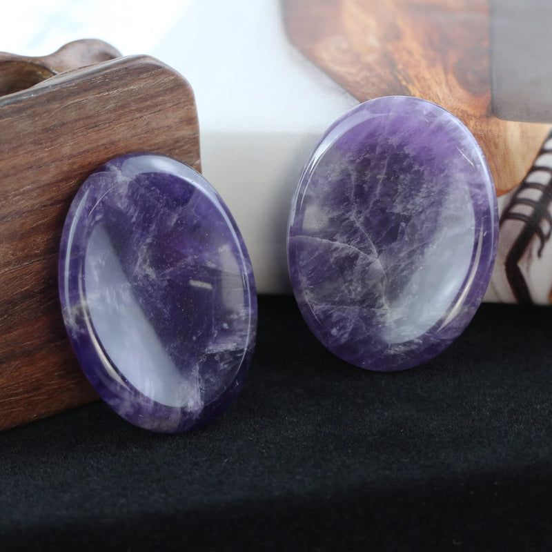 Ouubuuy Amethyst Thumb Worry Stone Healing Crystal Gemstone Pocket Palm Stone - Anxiety Stress Relieve - BeesActive Australia