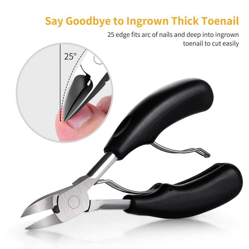 Toenail Clippers, Medical Grade Toe nail Trimmer, Nail Clippers for Thick Nails or Ingrown Nails, Stainless Steel Sharp Pedicure Toenail Cutters, with Easy-to-Grip Rubber Handle (Black). - BeesActive Australia