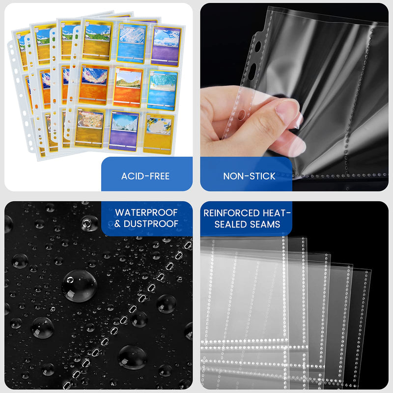36 Pack 9 Pockets Trading Card Sleeve, Fabmaker Baseball Card Sleeves Pages for 3 Ring Binder, 11 Holes Card Sleeves Binder Sheets for MTG, Sport Cards, Game Cards, Business Cards, Coupon 36 - BeesActive Australia