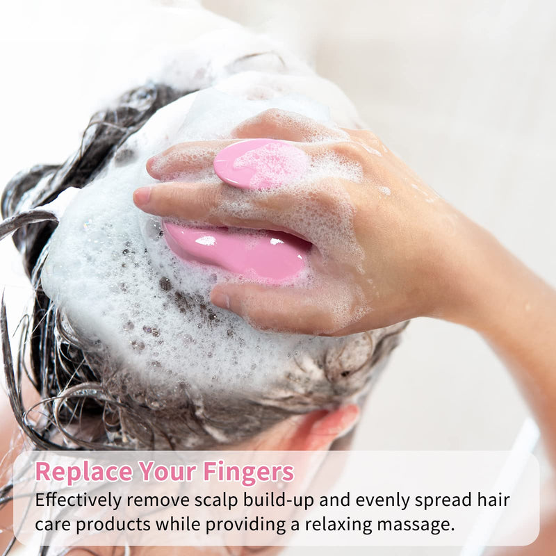 FREATECH Scalp Massager Shampoo Brush with Soft & Flexible Silicone Bristles for Hair Care and Head Relaxation, Ergonomic Scalp Scrubber/Exfoliator for Dandruff Removal and Hair Growth, Pink - BeesActive Australia