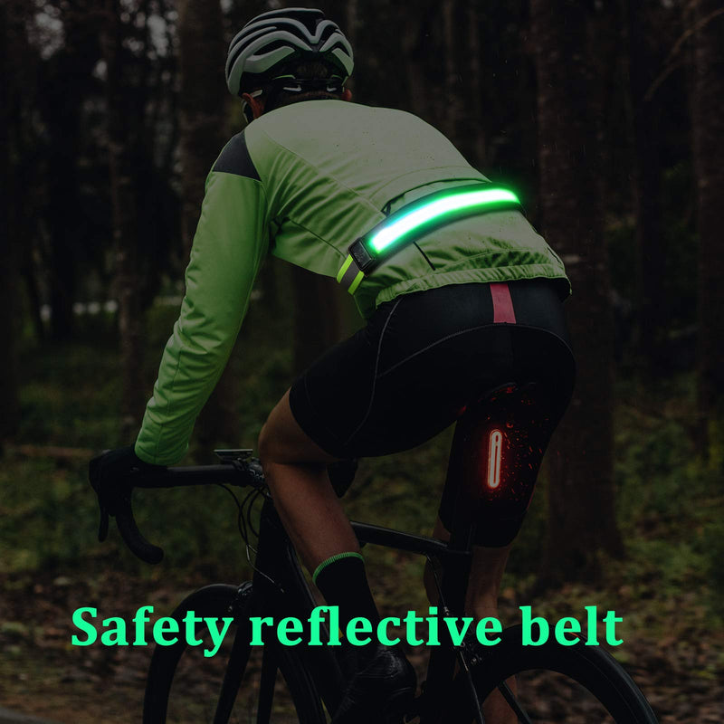 2 Pieces LED Reflective Belt USB Rechargeable Running Waist Belt High Visibility Reflective Belt Flashing Safety Belt for Running, Walking, Cycling, Women, Men, Kids Neon Green - BeesActive Australia