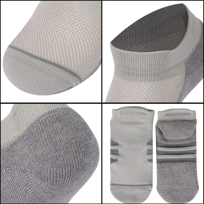 [AUSTRALIA] - Summer Cycling Socks,NIcool Men's Women's Thin Quick-Dry Low Cut Caushion Running Socks, 3 Pairs 3 Pairs Grey and Black Large 