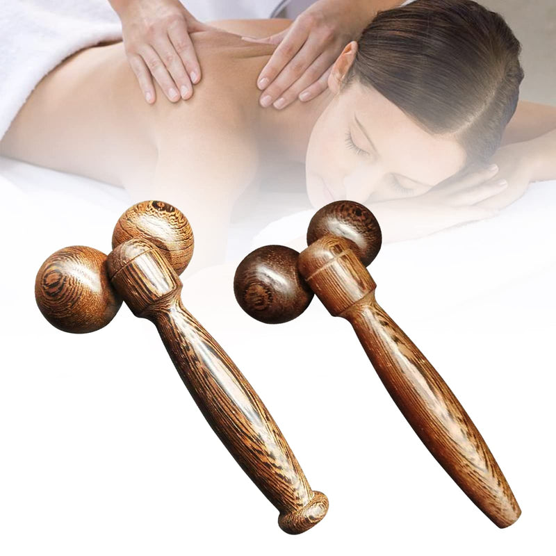 Wood Massage Roller Wooden Manual Body Back Massage Ball Stick Stick Muscle Trigger Point Tool (19cm) 19cm - BeesActive Australia