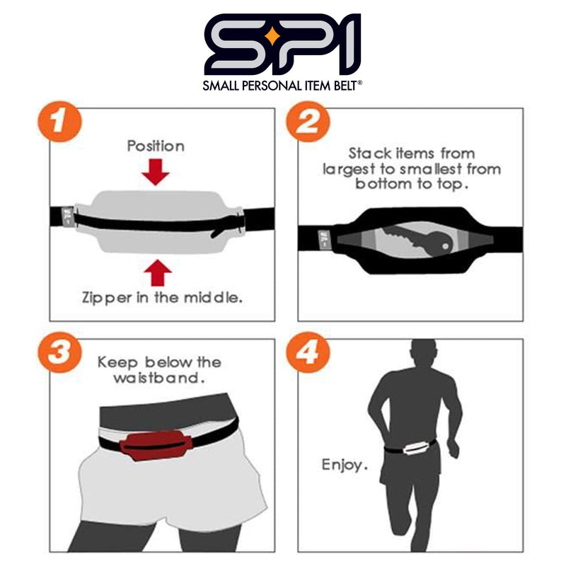 SPIbelt Running Belt Large Pocket, No-Bounce Waist Pack for Runners, Sport Pouch iPhone 6 7 8-Plus X Athletes Black with Turquoise Zipper - BeesActive Australia