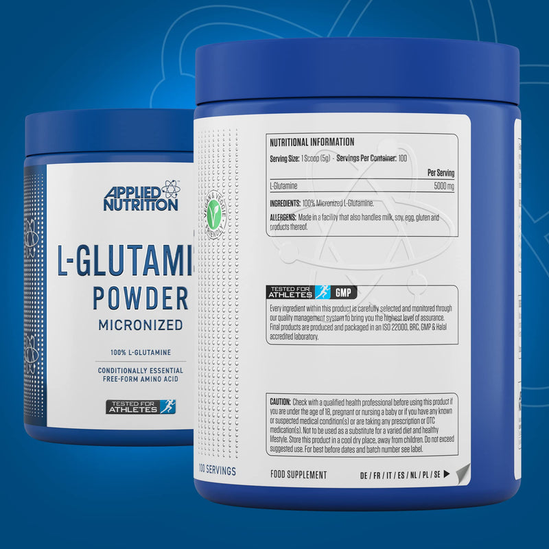 Applied Nutrition L Glutamine Powder - Amino Acid, Muscle Strength & Recovery, Boosts Immune System, Unflavoured (500g - 100 Servings) 500 g (Pack of 1) - BeesActive Australia
