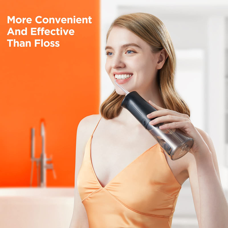 Bitvae Water Dental flosser,3 Modes 6 Jet Tips Cordless Teeth Cleaner Picks for Cleaning, IPX7 Waterproof , USB Rechargeable (Black) Black - BeesActive Australia