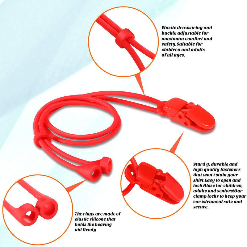 4 Pieces Hearing Aid Clips Adjustable Hearing Aid Clip Holder Anti-lost Hearing Aid Lanyard for Adults Seniors, 4 Colors - BeesActive Australia