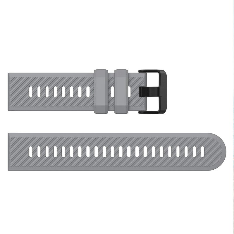 Compatible with Garmin Forerunner 745 Bands, 22mm Soft Silicone Quick Release Replacement Wristbands with Metal Buckle for Garmin Forerunner 745/Vivoactive 4 Watch Band Sport Strap Accessories Grey Black - BeesActive Australia