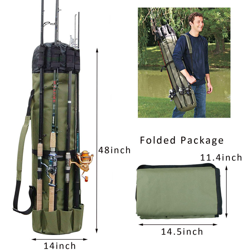 [AUSTRALIA] - Fishing Pole Bag Fishing Rod Bag Canvas Pole Holder Bag Travel Rod Carrying Case Organizer Carrier Bag Fishing Gifts 