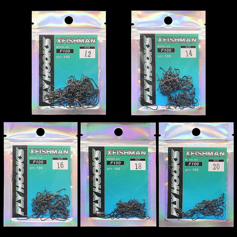 Fly-Hooks-for-Fly-Tying-Dry-Wet-Nymph-Flies Curved Czech Scud Fly-Fishing-Hooks 8# ~22# Assortment Pack of 100 Hooks 1-Standard Dry Fly Hook. #18 -100 PACK - BeesActive Australia